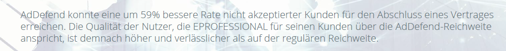 Eprofessional AdDefend Kundenqualität Steigerung